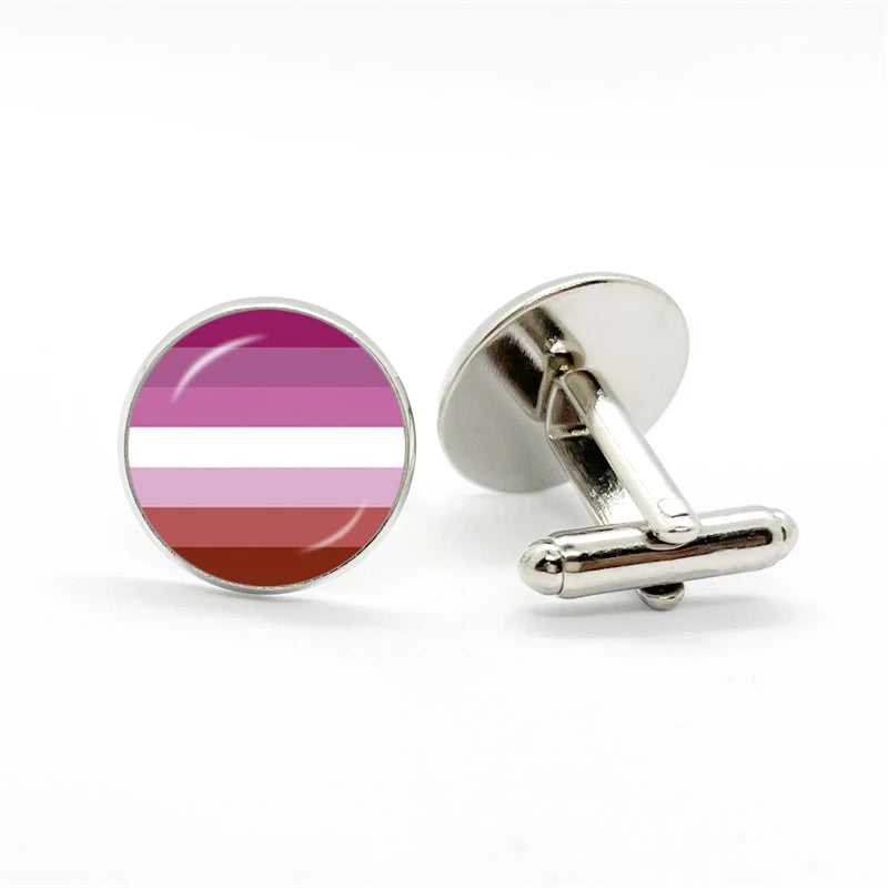 LGBT Rainbow Pride Cufflinks Man High Quality Jewelry Accessories Gay Pride Rainbow Flag Photo Suit Shirt Cuff Links Gift
