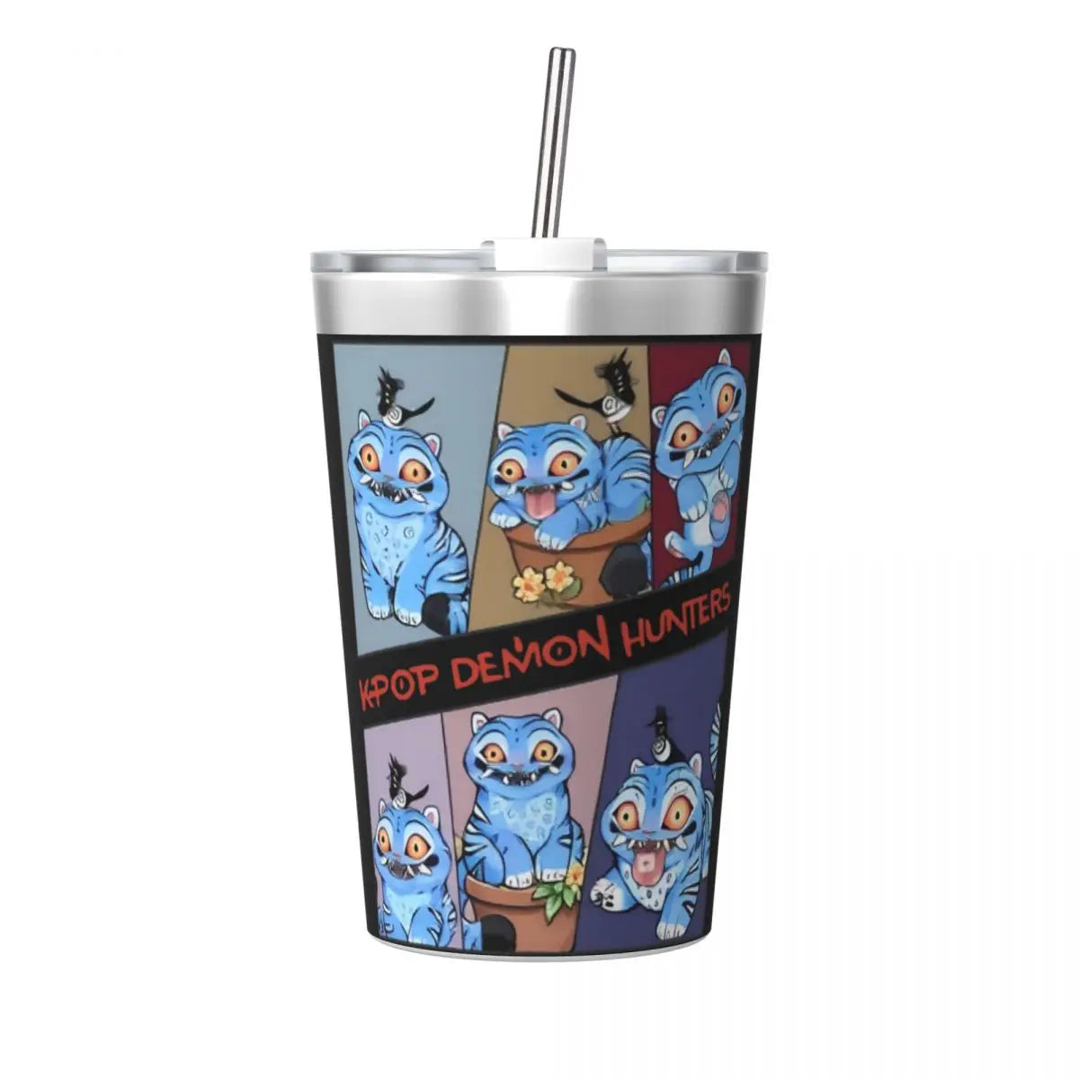 Mystery Saja Boys Kpop Demon Hunters Tumbler With Straw For Kids Stainless Steel Travel Mugs Double Wall Vacuum Insulated 12oz