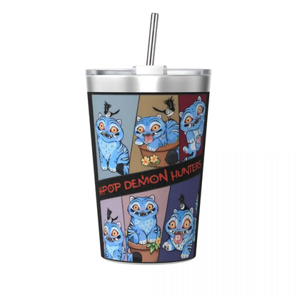 Mystery Saja Boys Kpop Demon Hunters Tumbler With Straw For Kids Stainless Steel Travel Mugs Double Wall Vacuum Insulated 12oz
