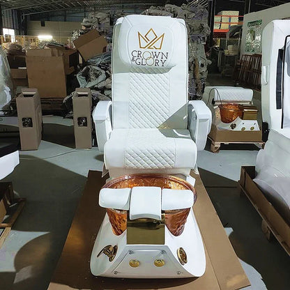 White Luxury Foot Massage Chair With 4 Sets of Simulation Massage Sofa 180 Degrees Spa Manicure Pedicure Chair