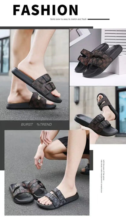 A Pair of Simple and Wear-Resistant Summer Slippers, Fashionable, Versatile and Comfortable Beach Shoes, Outdoor Sports Shoes for Men