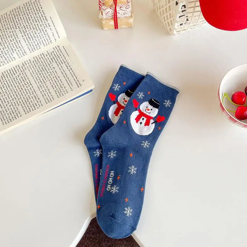 1/4pairs Men Christmas Socks New Year Funny Snowflake Beer Santa Claus Elk Snow Cotton Happy Socks Men Cartoon Women Sokken