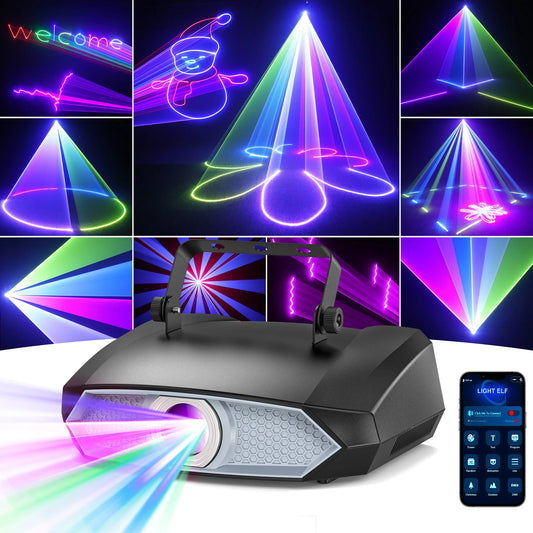 Fieryzeal 3D Animation Laser Projector DMX APP Control Animation DJ Laser Light RGB Stage Lighting for DJ Disco Club Party Light