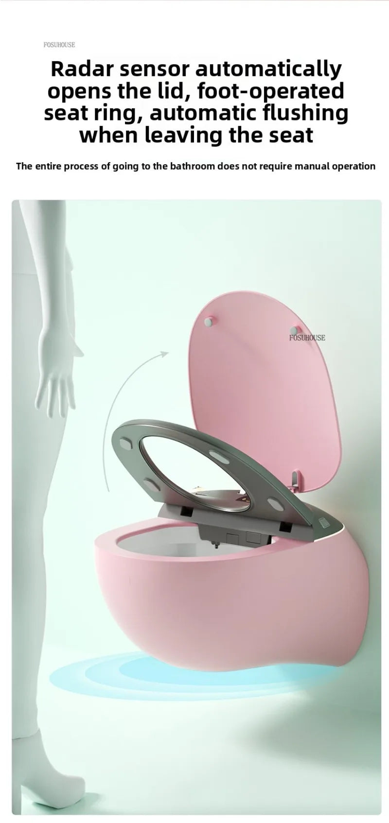 A50 Automatic Color and Black Smart Toilet for Bathroom Fixture Home Wall-mounted Wc Toilets with Tank Automatic Flip