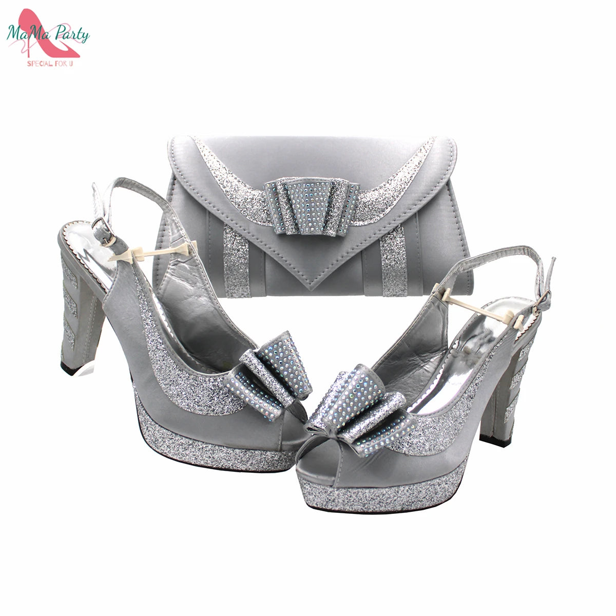 2025 Red Elegant Style Italian Women Shoes Matching Hand Bag Set  Slingbacks Sandals with Platform for Party