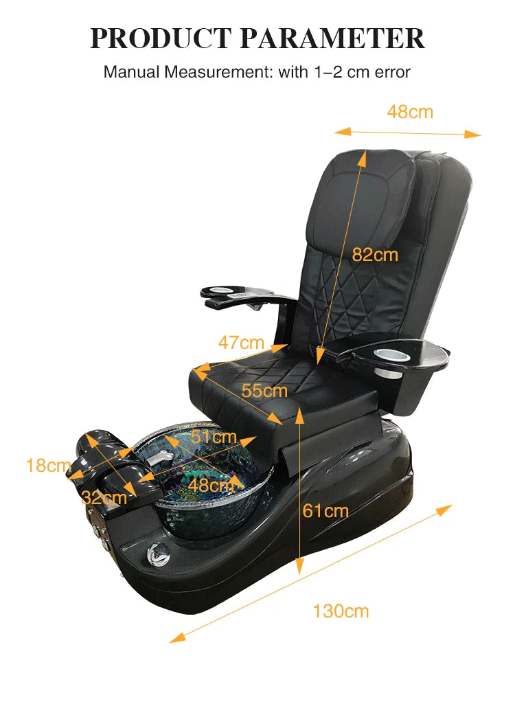 Spa Pedicure Chairs Luxury Nail Salon Reclining Electric Foot Spa Chair Black Pedicure Chair No Plumbing for Sale