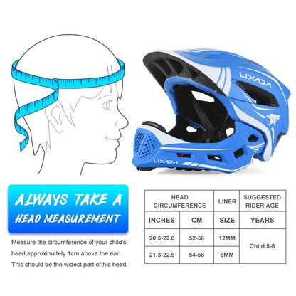 Lixada Kids Full Face Helmet Detachable Children Sports Safety Bike Helmet Protective Gear for Cycling Skateboarding Roller Skat