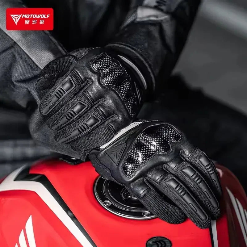 MOTOWOLF Motorcyclist Man Racing Sports Gloves Accessories Windproof Resistant All-Weather Motorcycle Gear Luvas for Men/Women