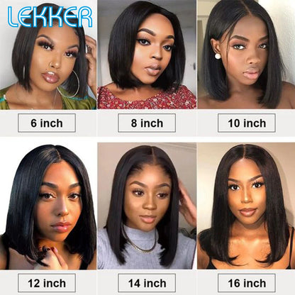 100% Human Hair Wigs Highlight Brown Long Pixie Straight Bob Middle Part lace Front For Women Brazilian Remy hair Glueless Wigs