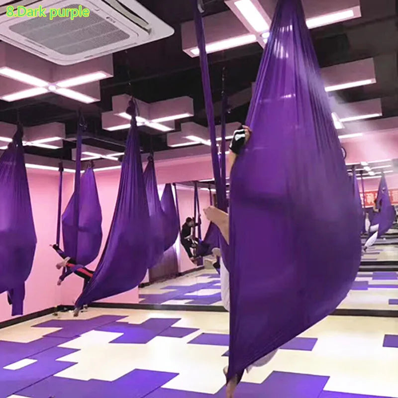 12m Aerial Silks Flying Trapeze Aerial Silk Yoga Hammock Swing GYM Home Outdoor Fitness Anti-Gravity Body Building Pilates Belt
