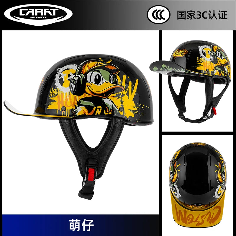 New retro summer motorcycle helmet motorcycle cruising half face helmet anti-collision men lightweight and breathable.