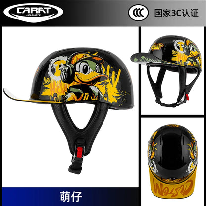 New retro summer motorcycle helmet motorcycle cruising half face helmet anti-collision men lightweight and breathable.