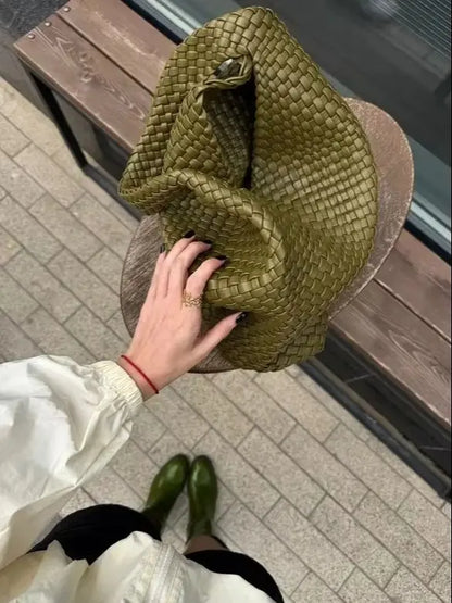 Women's Fashionable Woven PU Leather Tote Bag Shoulder Handbag Top-Handle Bag with Purse - Stylish Woven Bag Purses