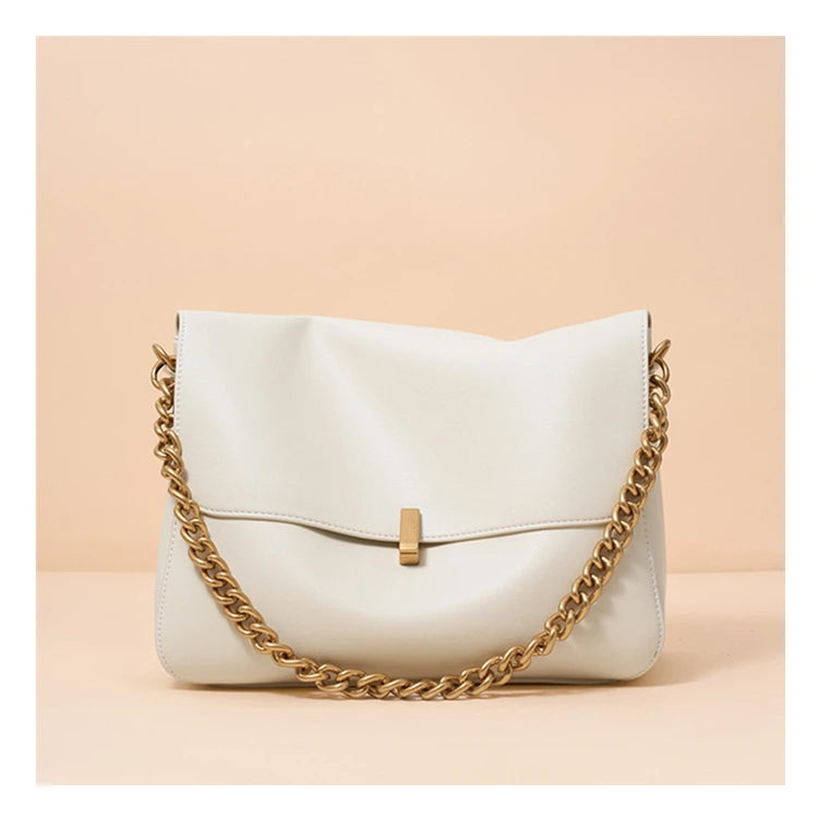 Toptrends Genuine Leather Large Chain Shoulder For Women 2026 Luxury Designer Office Messenger Bags Satchel Cow Ladies Handbags