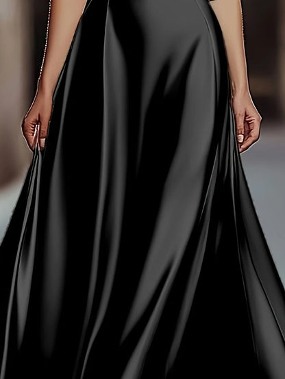 Spring/Autumn Collection: French-inspired Elegance Luxury-feel V-neck Long-sleeved Fitted Waist Dress Evening Gown for Banquets