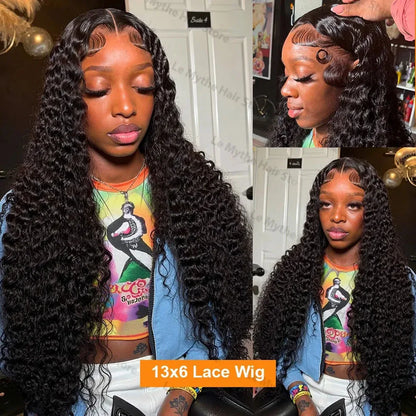 13x6 HD Lace Loose Deep Wave Frontal Wigs 42 Inch Deep Curly Lace Front Human Hair Wigs Preplucked Glueless Wig Human Hair