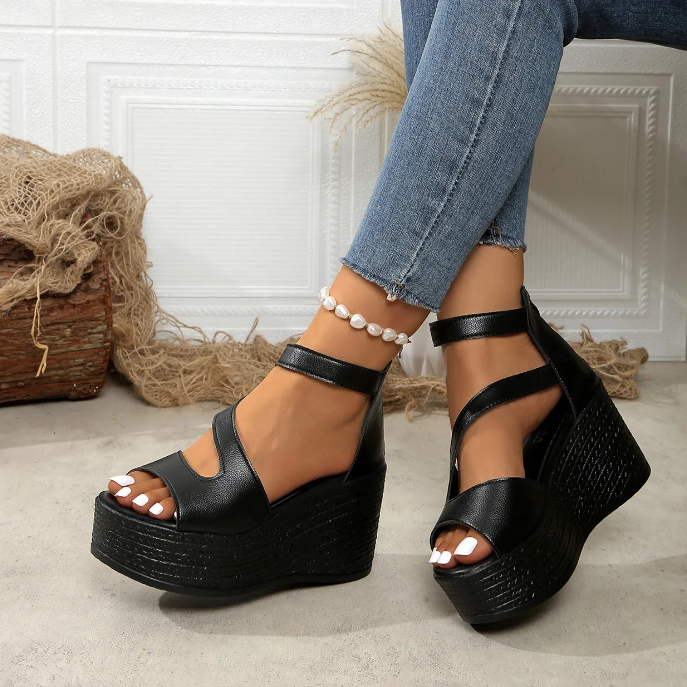Women Fashion Wedge Sandals Summer Woman Casual Non-slip Peep Toe Designer Shoes Elegant Platform Sandals Sandalias De Mujer