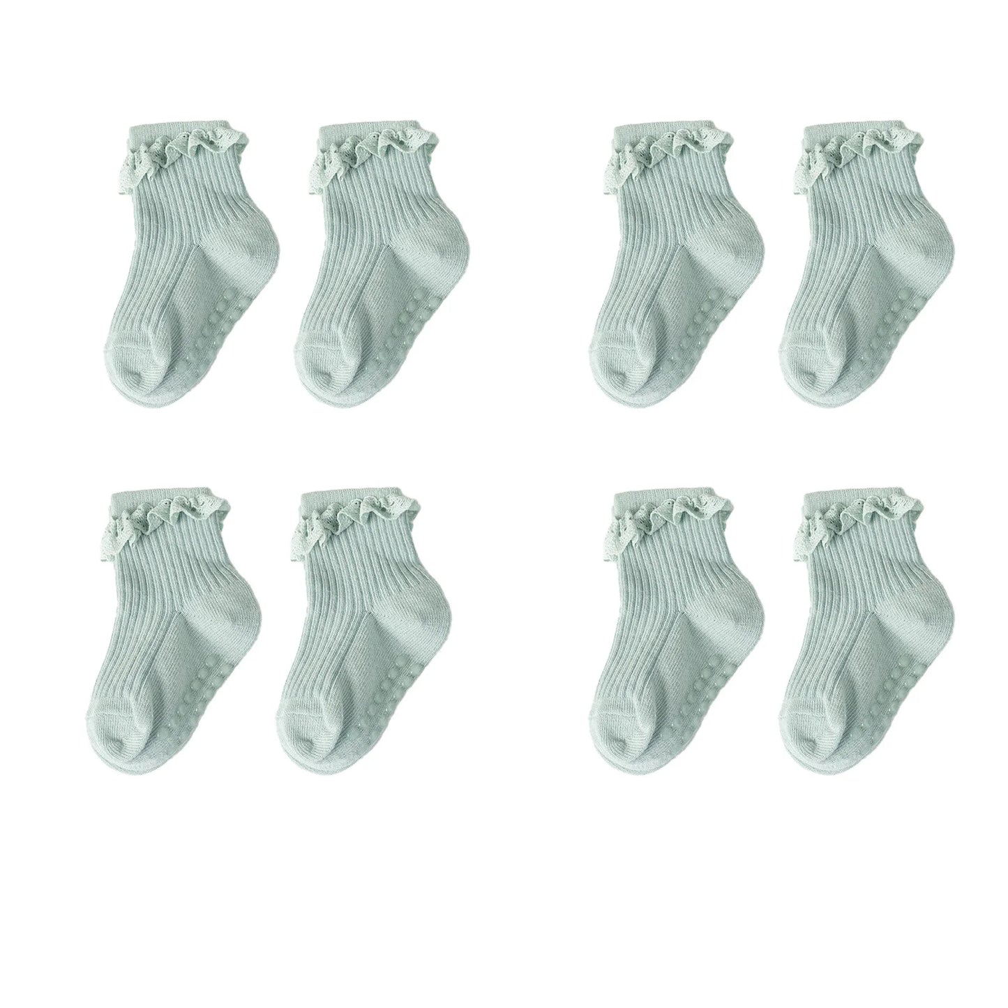 1/3/4/5pairs Cotton Pure Color Toddler Girl Lace Socks Infant Baby Girls Non-slip Socks Young Children Girl Cute Half Knee-socks