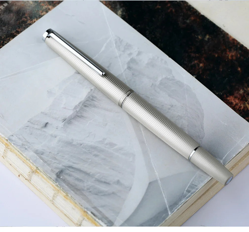 Limited MAJOHN B32 Metal Strive Piston Fountain Pen with Butterfly F Tip Student Adult Iridium Writing Ink Pen Office Supply