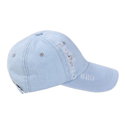 Holed Baseball Caps Vintage Washed Distressed Caps Fashion Sports Denim Hats Plain Women Men Dad Caps