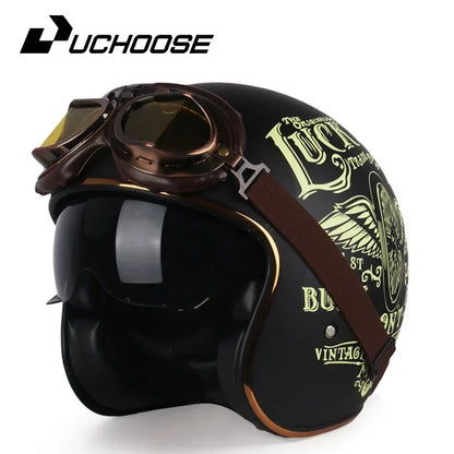 DOT Open Face Casco Moto Motorcycle Accessories Men Moto Helmets Certificated Retro Motorcycle Helmet Cafe Racer