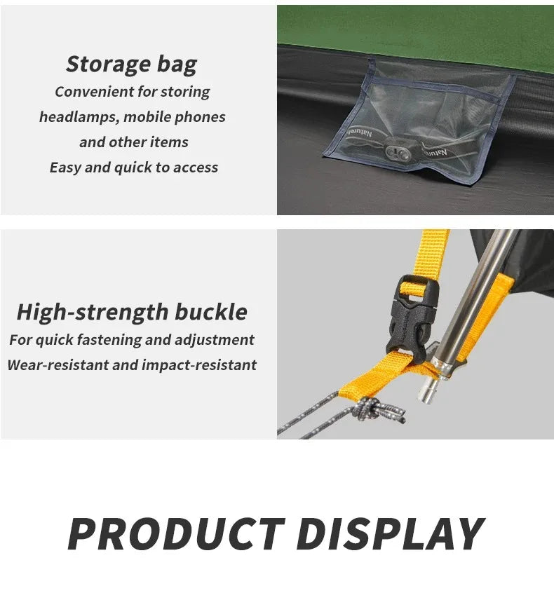 Naturehike Mongar 2 Person Tent 20D Nylon 210T Waterproof Ultralight Camping Hiking Tent with Mat Backpacking Travel Tent
