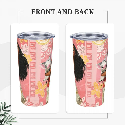 Moana and Pua Cartoon Movie Insulated Tumbler with Straws Stainless Steel Coffee Mugs Double Wall Car Bottle Cups 20oz