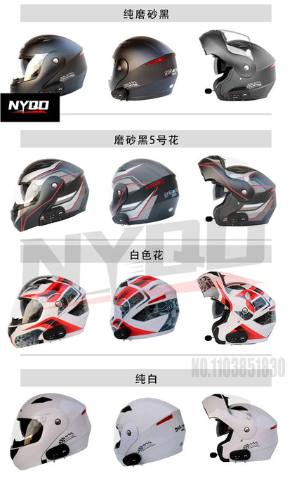 KUQIBAO motorcycle bluetooth helmet double lens uncovered motorcycle helmet with FM large capacity 1200mAh flip helmet