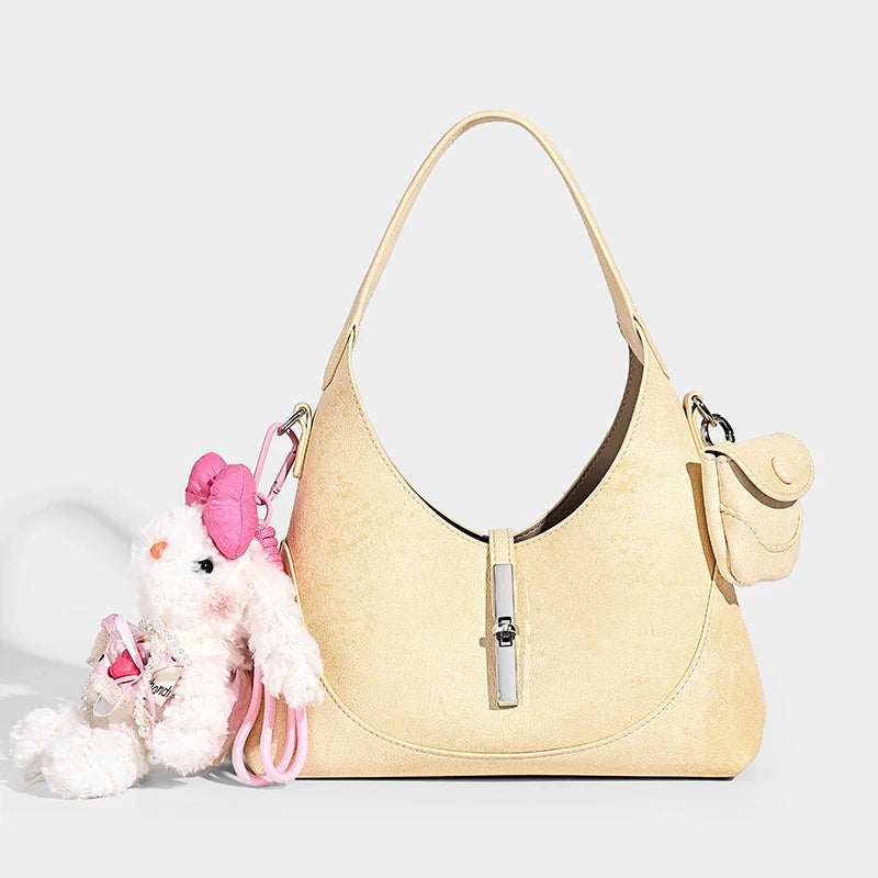 2026 New Pures Color Handbag with Long Shoulder Strap Messenger Bag Women's Designer Handbag Underarm Small Tote Bag