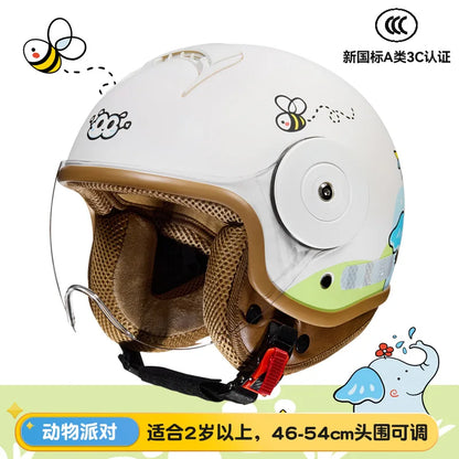 Children's Four Seasons Helmet New National Standard Class A 3C Certification Cartoon Electric Vehicle Helmet Motorcy Casco Moto