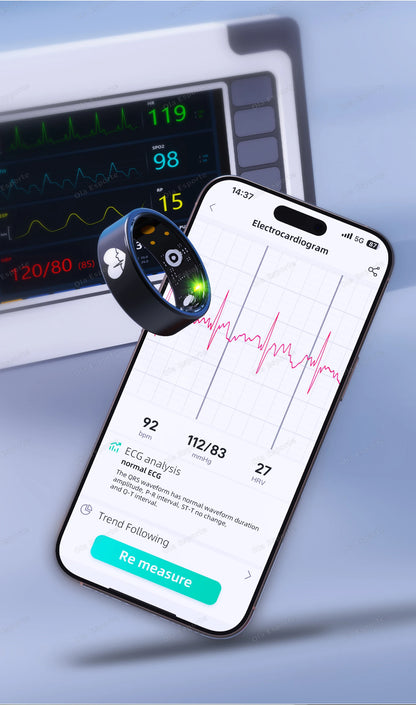 2025 New Smart Ring ECG Detection Blood Pressure,Heart Rate Ring,Body Temperature Monitor Waterproof GPS Tracking Men Women Ring
