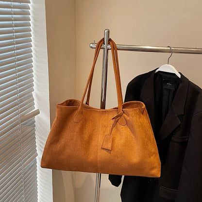 Elegant Shoulder Bag Pouch Suede Shoulder Bag Korean Style Storage Suede Handbag Suede Bucket Bag All-match Underarm Tote Bag