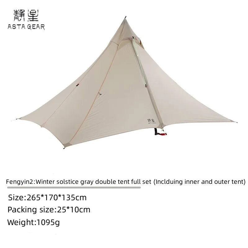 ASTA GEAR Fengyin2 Pyramid Tent Outdoor Ultralight 20D nylon Tent Camping Windproof Hiking Backpacking