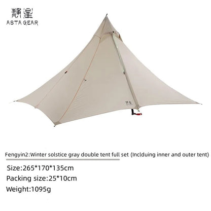 ASTA GEAR Fengyin2 Pyramid Tent Outdoor Ultralight 20D nylon Tent Camping Windproof Hiking Backpacking
