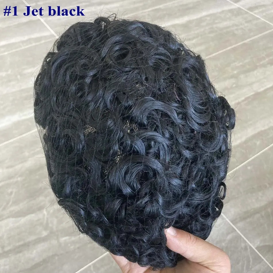 26mm Loose Curly 0.06mm Natural Hairline Men Toupee Ultra Thin Skin Full VLoop 1B80 613# Blonde Male Human Hair Prosthesi System