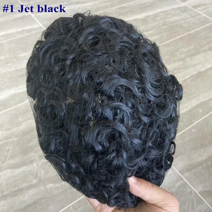26mm Loose Curly 0.06mm Natural Hairline Men Toupee Ultra Thin Skin Full VLoop 1B80 613# Blonde Male Human Hair Prosthesi System