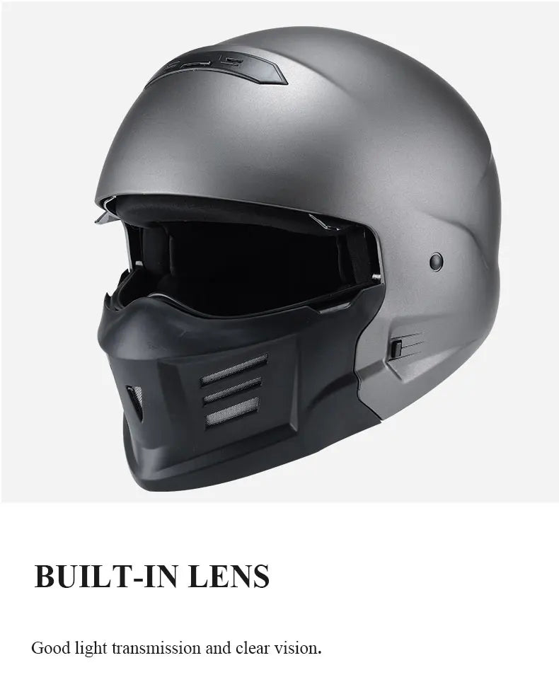 DOT Certified Scorpion Helmet Combination Helmet Motorcycle Retro Helmet Unisex Motorcycle Multi-Purpose Half Helmet Four Season