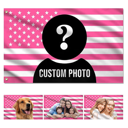 Custom Pink America Flag 3x5 Ft Personalized Banners with Photo Custom Funny Tapestry Poster For Indoor Outdoor Decor Gift Room