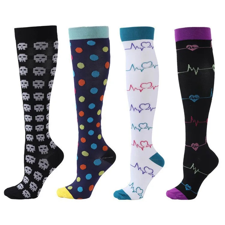 4 Pairs of Compression Socks Men Women Medical Varicose Veins Nursing Socks For Outdoor Running Pregnant Sports Socks
