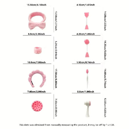 9-piece beauty makeup set, makeup kit, including a four-piece headband set, face wash and massage tools, etc.