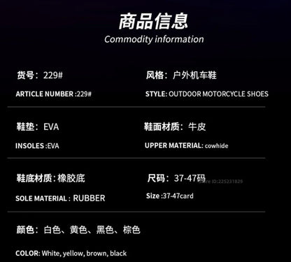 Leather Motorcycle Men's Genuine Moto Protective Ankle Short Boots Motocross Breathable Anti Drop Riding Travel Racing Shoes