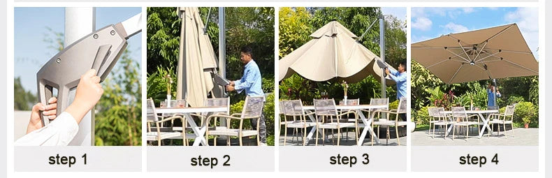 Led Big Size Umbrella Parasol Metal 3M Dia Solar Panel Patio Restaurant Umbrella Outdoor Garden Nature Wholesale Beach Umbrellas