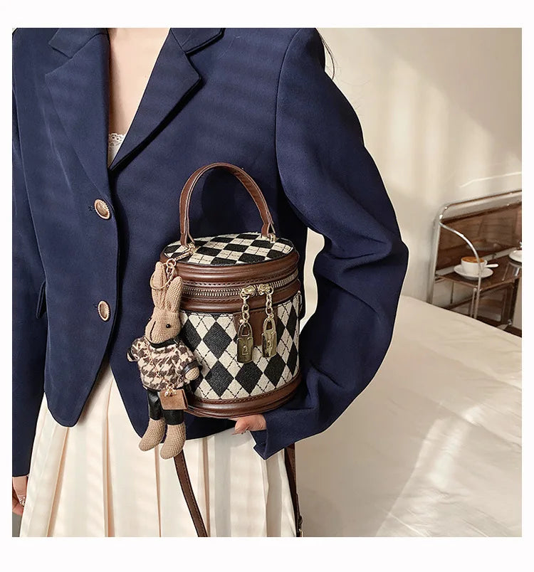 Women's Bag for Women Fashion Luxury Designer Zipper Small Handbags For Women Leather Bucket Shoulder Bag 2023 New Trend Pendant