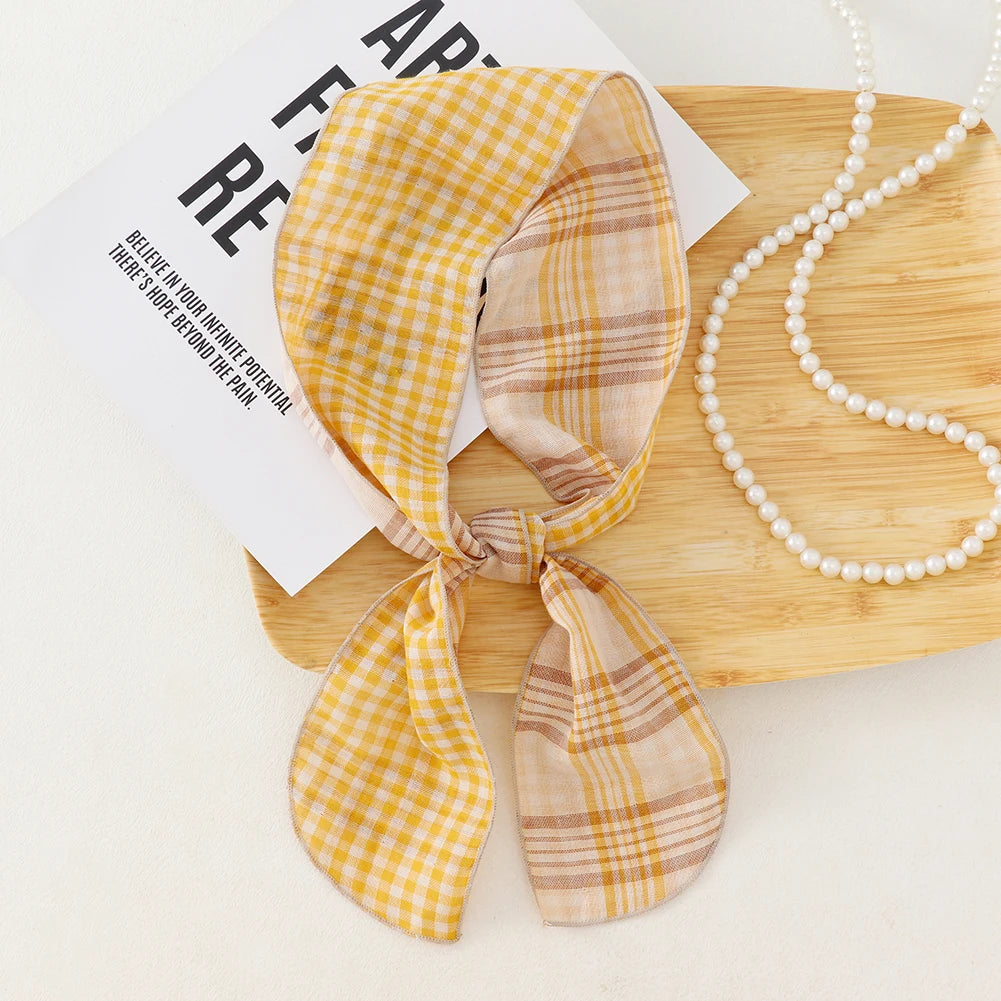 British Cotton Skinny Plaid Scarf Fashionable Outfit Hairband Necktie Scarf Small Shawl Headscarf Neck Protection Scarf 11X120cm