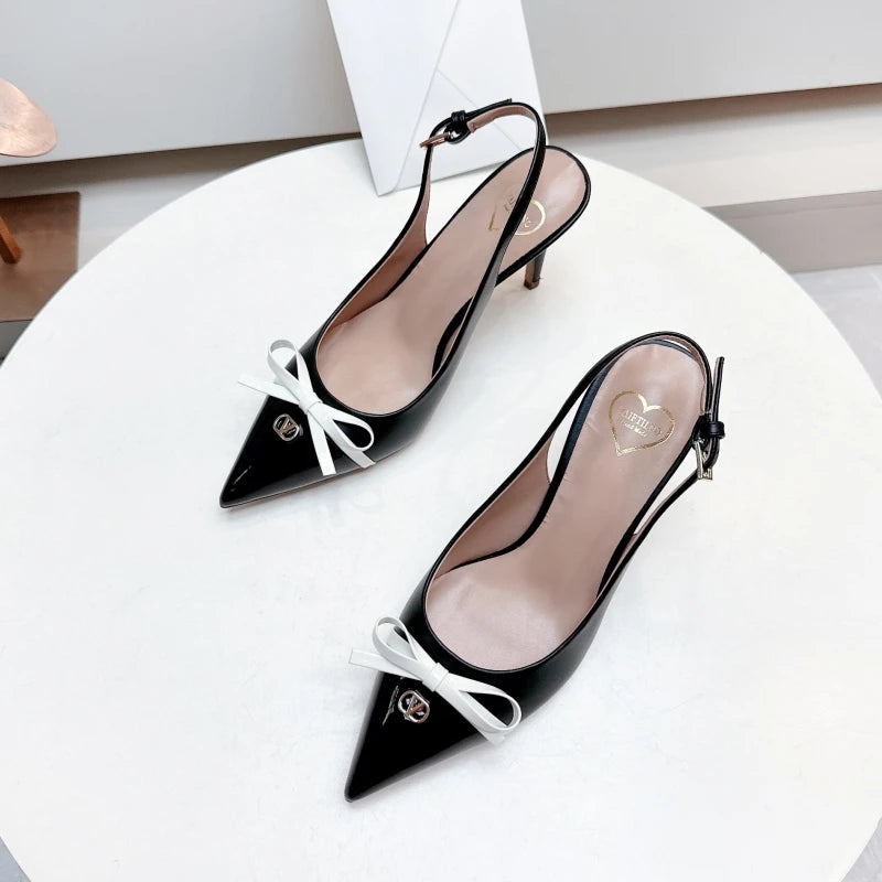 Heels Sandals Gladiator Summer Luxury Brand 2026 Bow Women High Heels Pointed Toe Designer Elegant Slingbacks Party Ladies Shoes