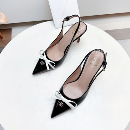Heels Sandals Gladiator Summer Luxury Brand 2026 Bow Women High Heels Pointed Toe Designer Elegant Slingbacks Party Ladies Shoes