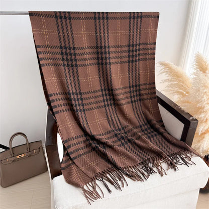 Houndstooth Scarf Men Women Autumn Winter Cashmere Scarves Wrap Student Fashion Thicken Warm Long Tassel Shawl Lady Bufanda New