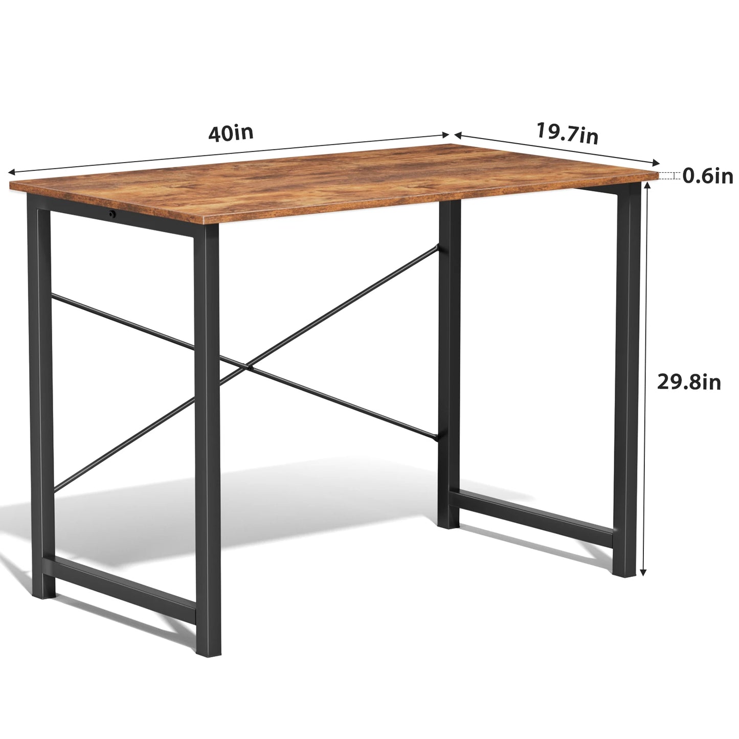 JHK Computer Office Desk Writing Study Office Gaming Table Modern Simple Style Compact Metal Frame Wood Tabletop Easy Assembly