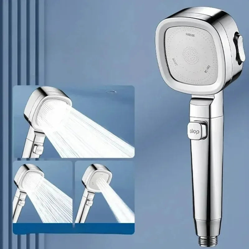 High Pressure Shower Head Water Saving 3 Modes Shower Heads Adjustable One-Key Stop Water Massage Sprayer Bathroom Accessories
