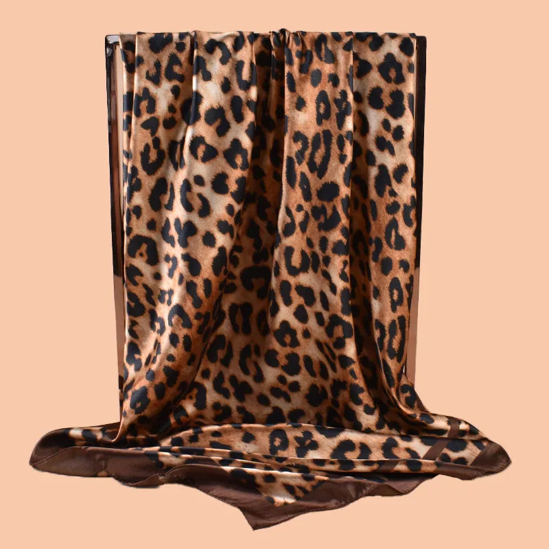 1PCS Women's Sexy Multicolor Leopard Print Woven Scarf Large Fashionable Headscarf for Travel Party Ladies Silk Square Scarf